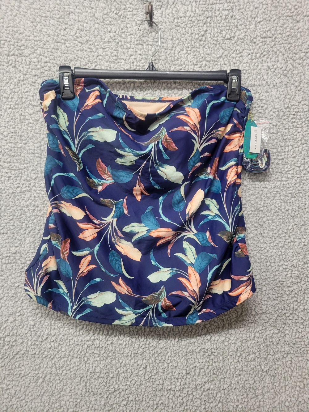Navy‎ Floral Strapless Swim Top Bandeaukini New